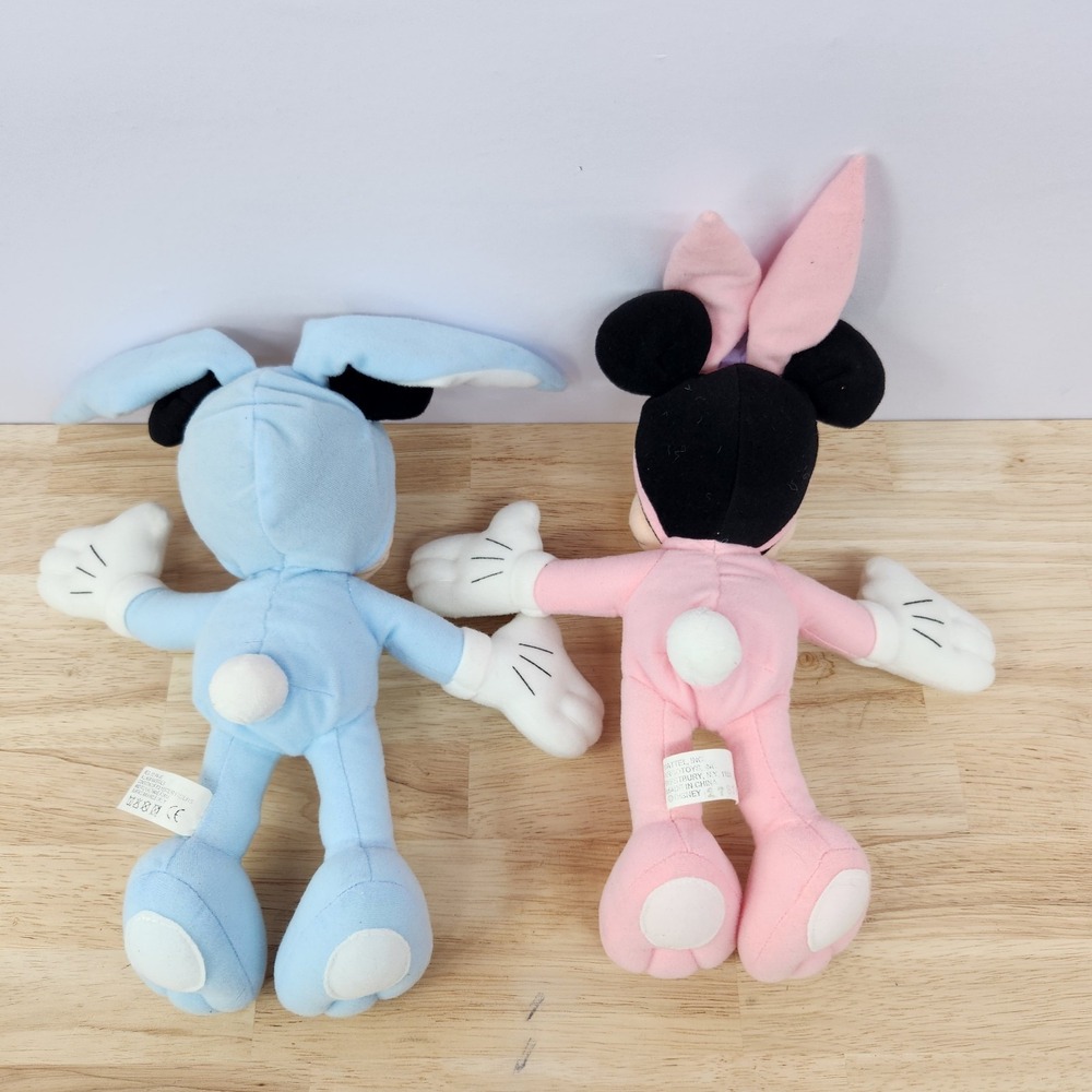 Vintage Disney Mickey And Minnie Mouse Easter Bunny 11" Plush Mattel - Picture 7 of 9